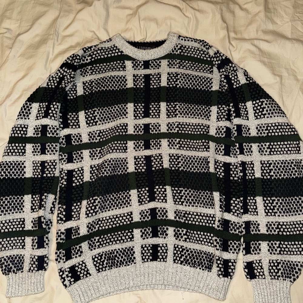 Liberty Black and Gray Checkered Crewneck Sweater